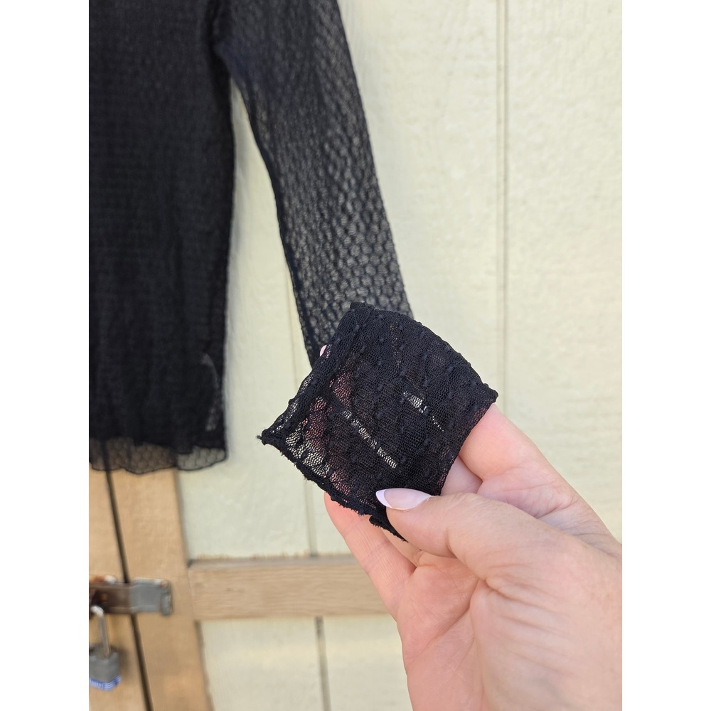 Intimately Free People Boho Baddie Layering Top Black Mesh Lace Sheer Top Small - Picture 5 of 7